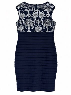 Scarlett Navy Dress with Silver Embroidered Bodice